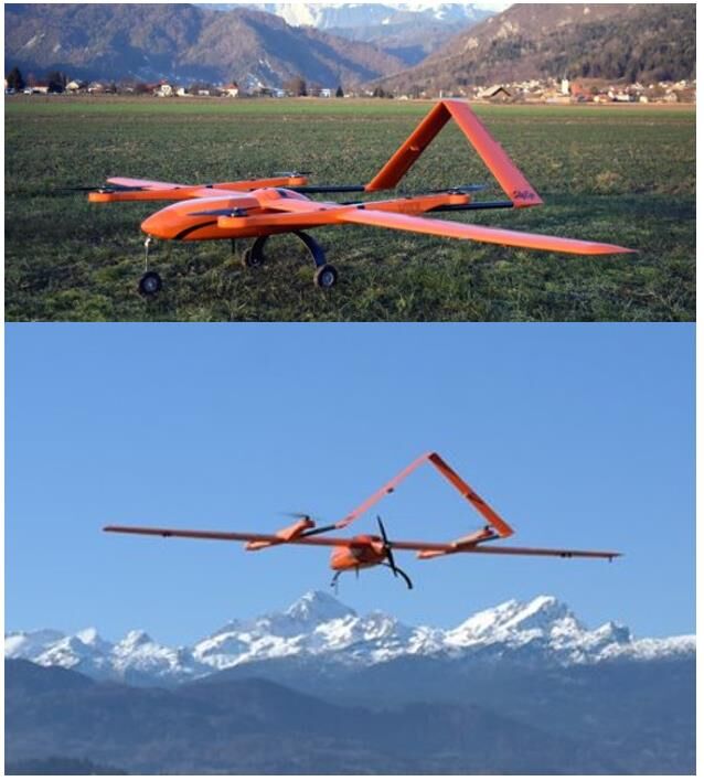 The Skyeye Sierra VTOL on the ground and in forward flight