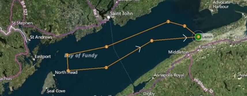Second flight path covering the middle sections of the bay